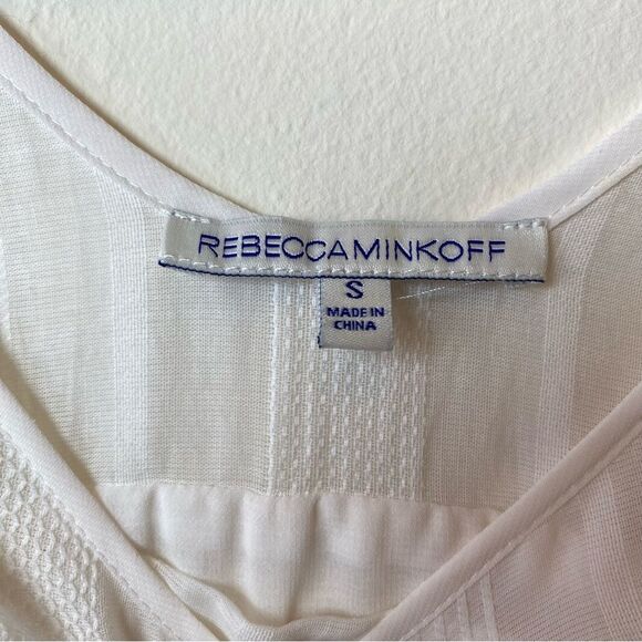 REBECCA MINKOFF Rose Flutter Sleeve Babydoll Lace Mini Dress White Sz Small - Picture 3 of 14